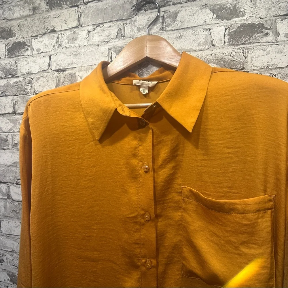 EUC Open Edit Women's Orange Button-Down Shirt Size L - Picture 3 of 13